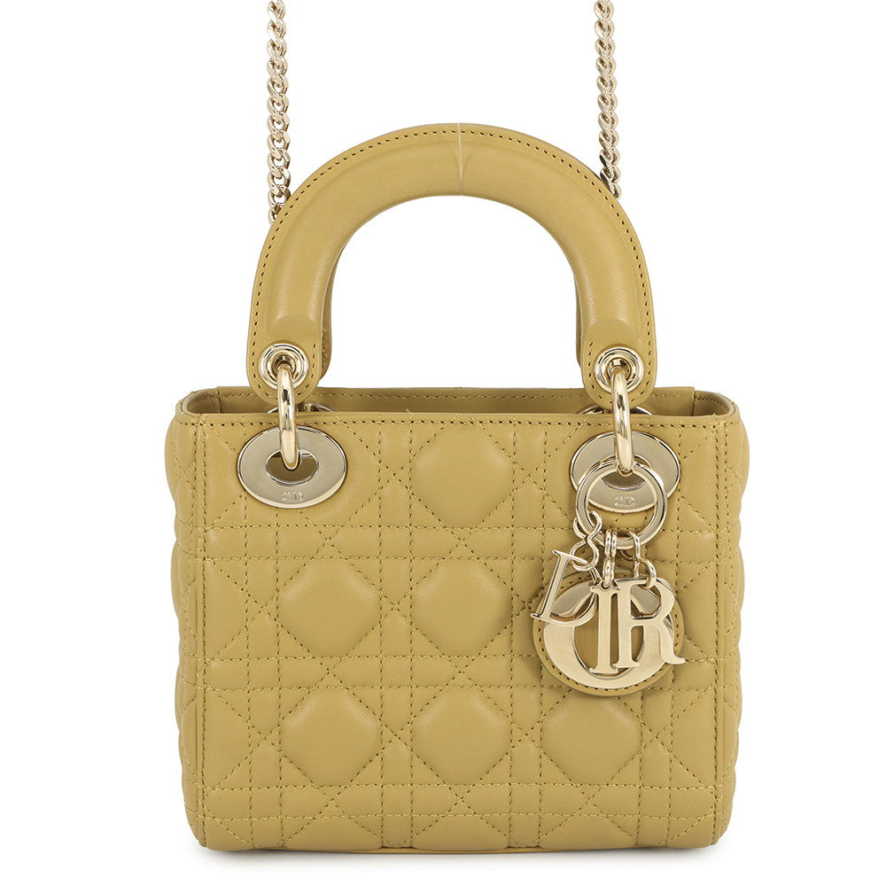 Dior Lady Dior 2Way Handbag Olivem0505Onge Lambskin Size Mini