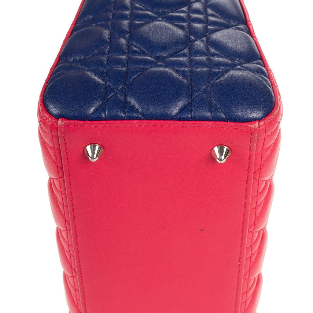 Dior Lady Tricolor Yellow Navy Cannage Quilt Handbag