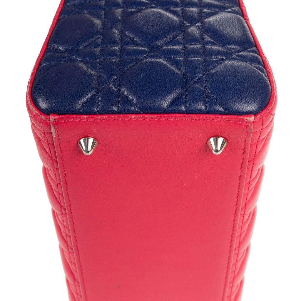 Dior Lady Tricolor Yellow Navy Cannage Quilt Handbag