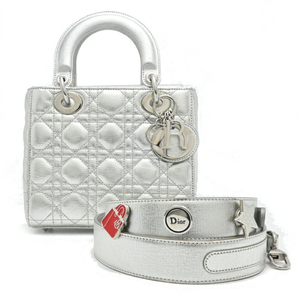 Christian Dior Silver Leather Handbag
