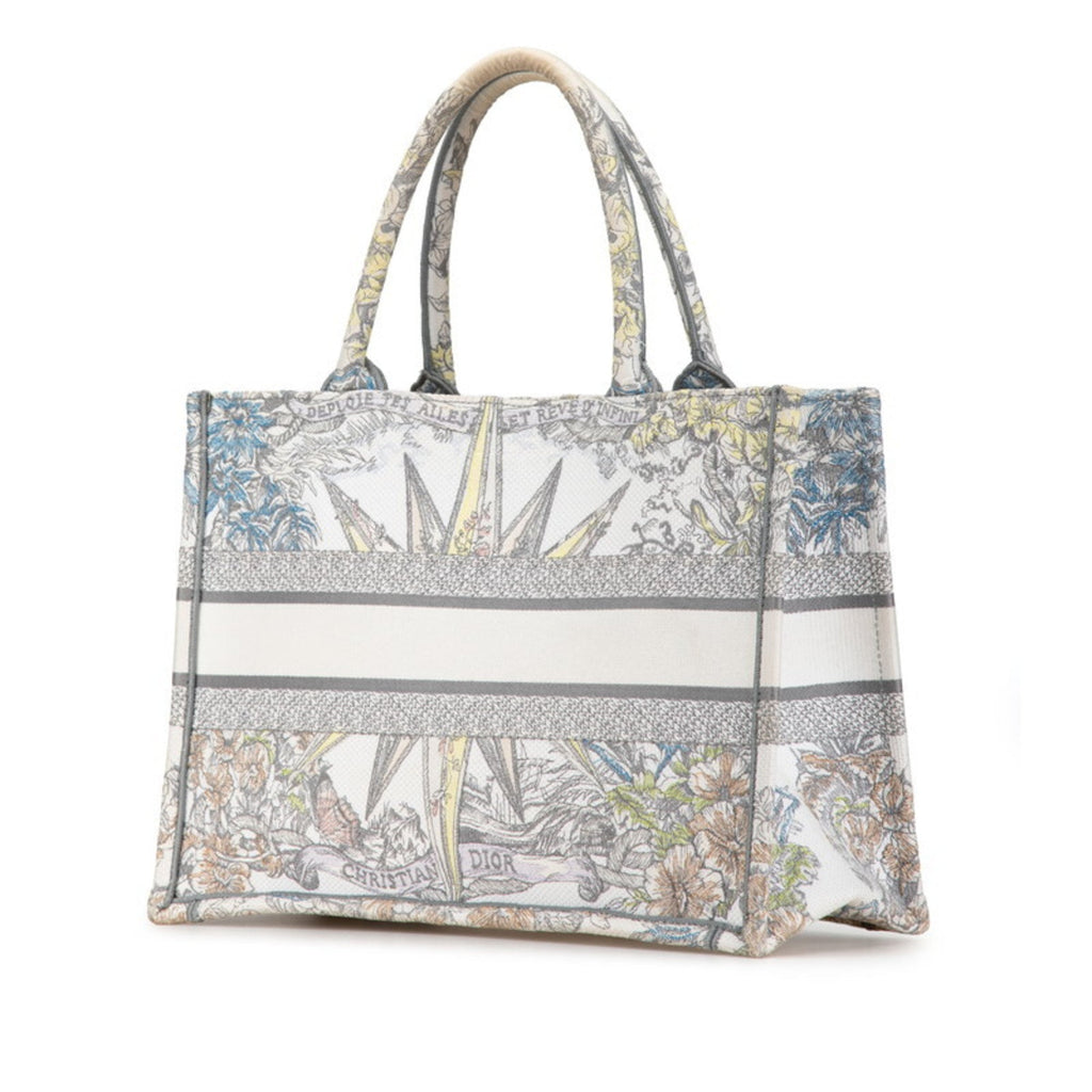 Christian Dior Multi-Color White Jacquard Tote Bag