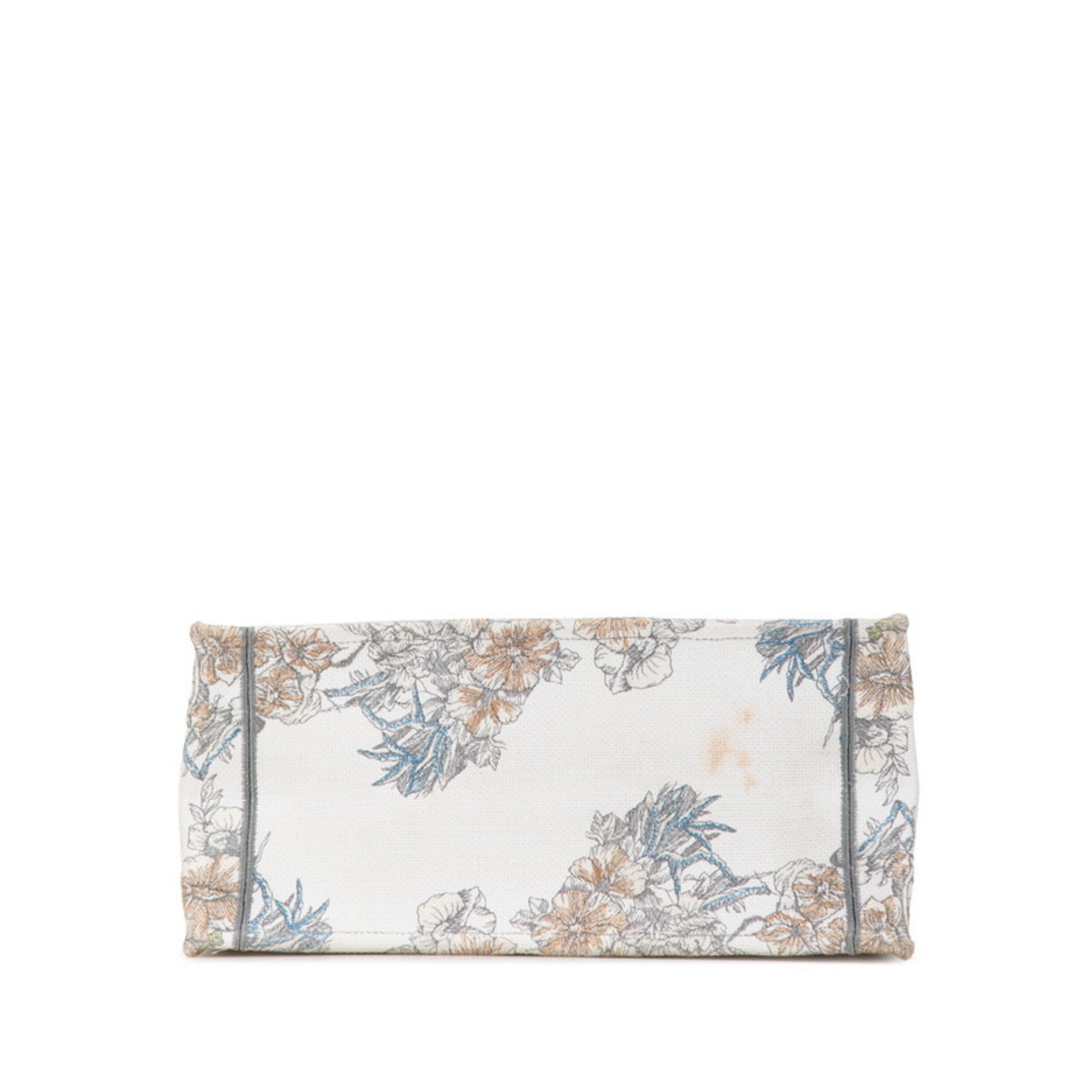 Christian Dior Multi-Color White Jacquard Tote Bag