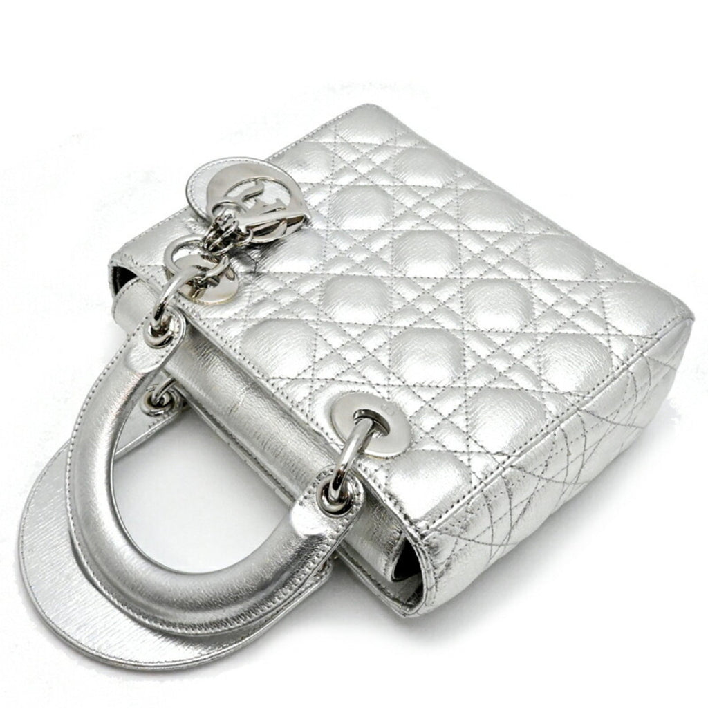 Christian Dior Silver Leather Handbag