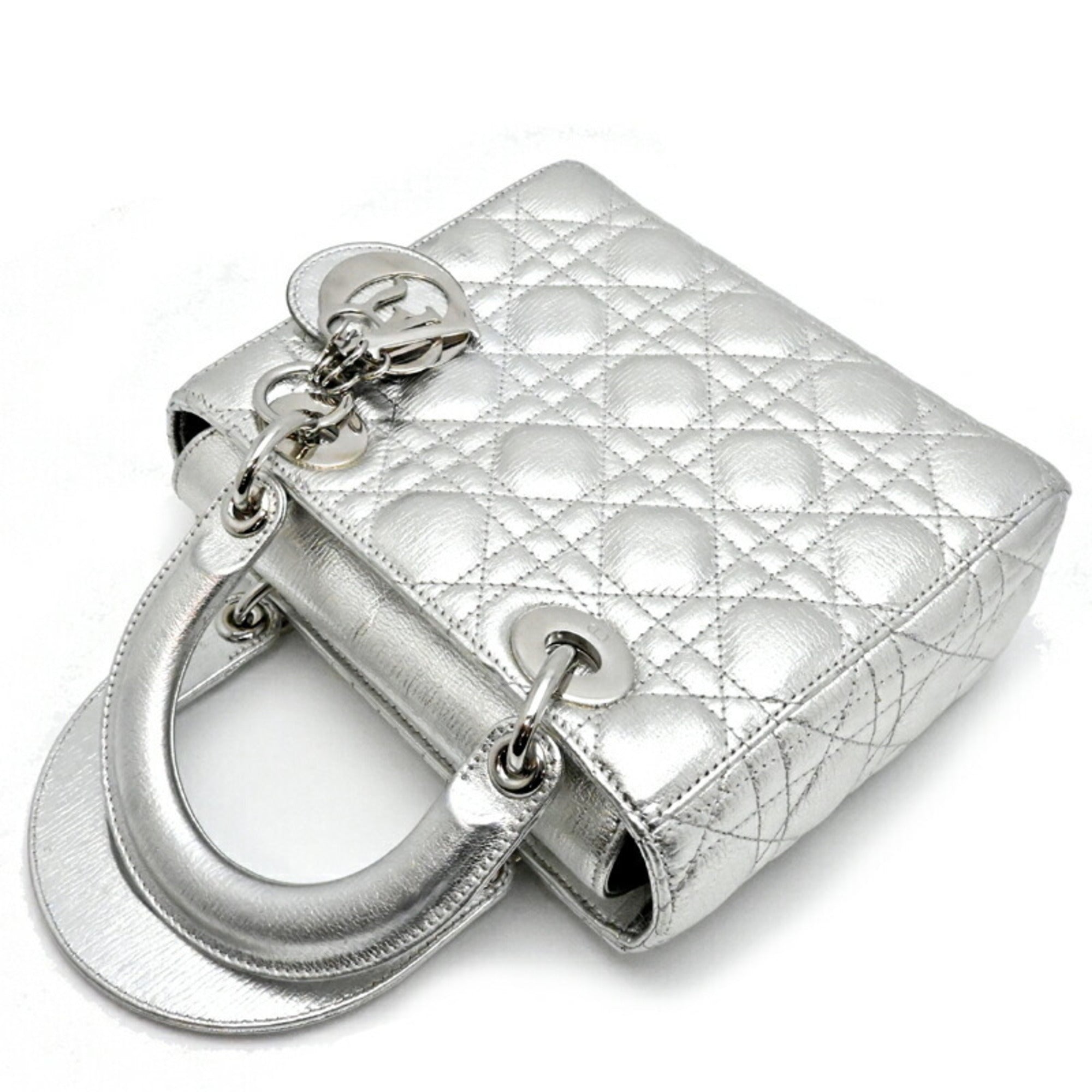 Christian Dior Silver Leather Handbag