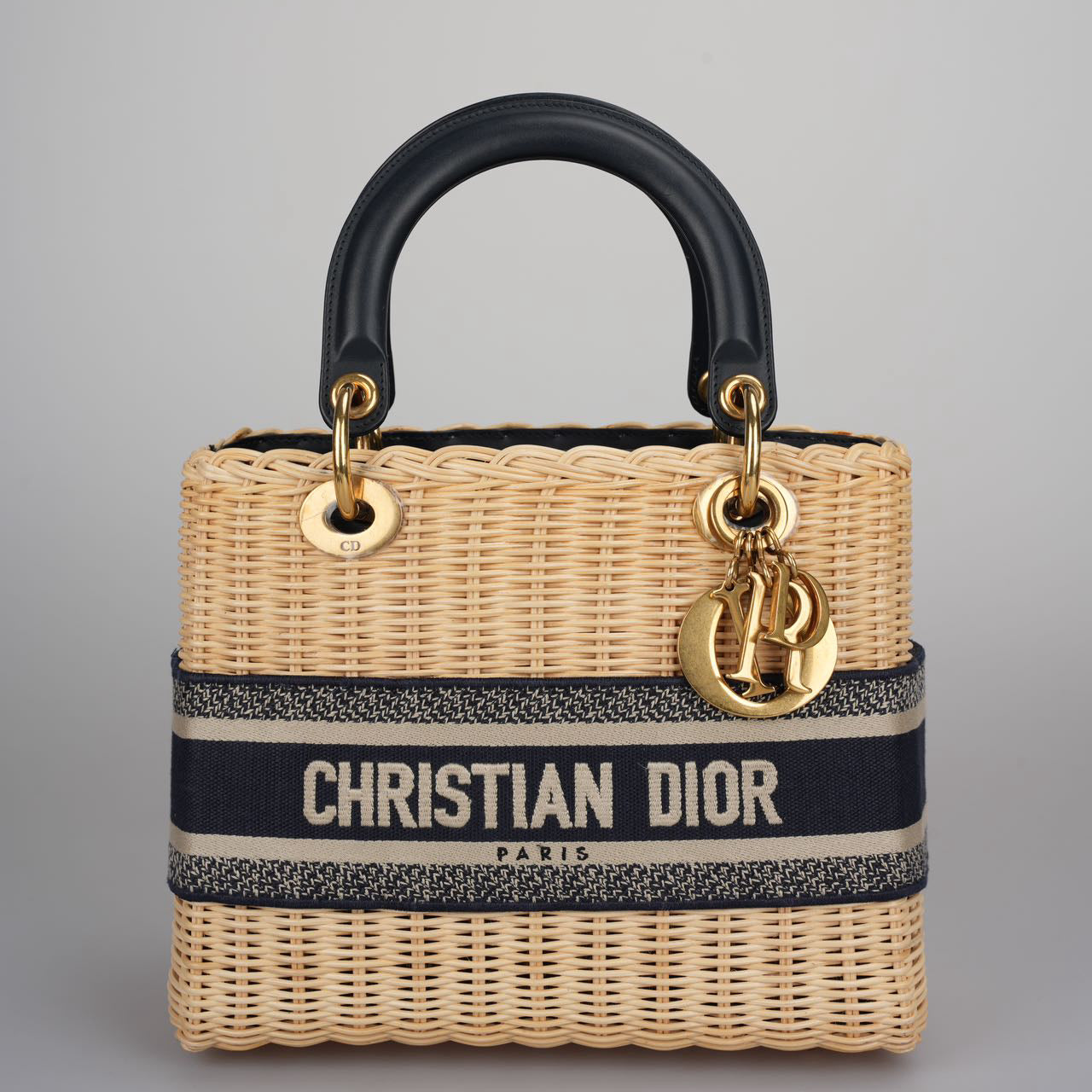 Dior Lady Dior Canvas Blue Handbag