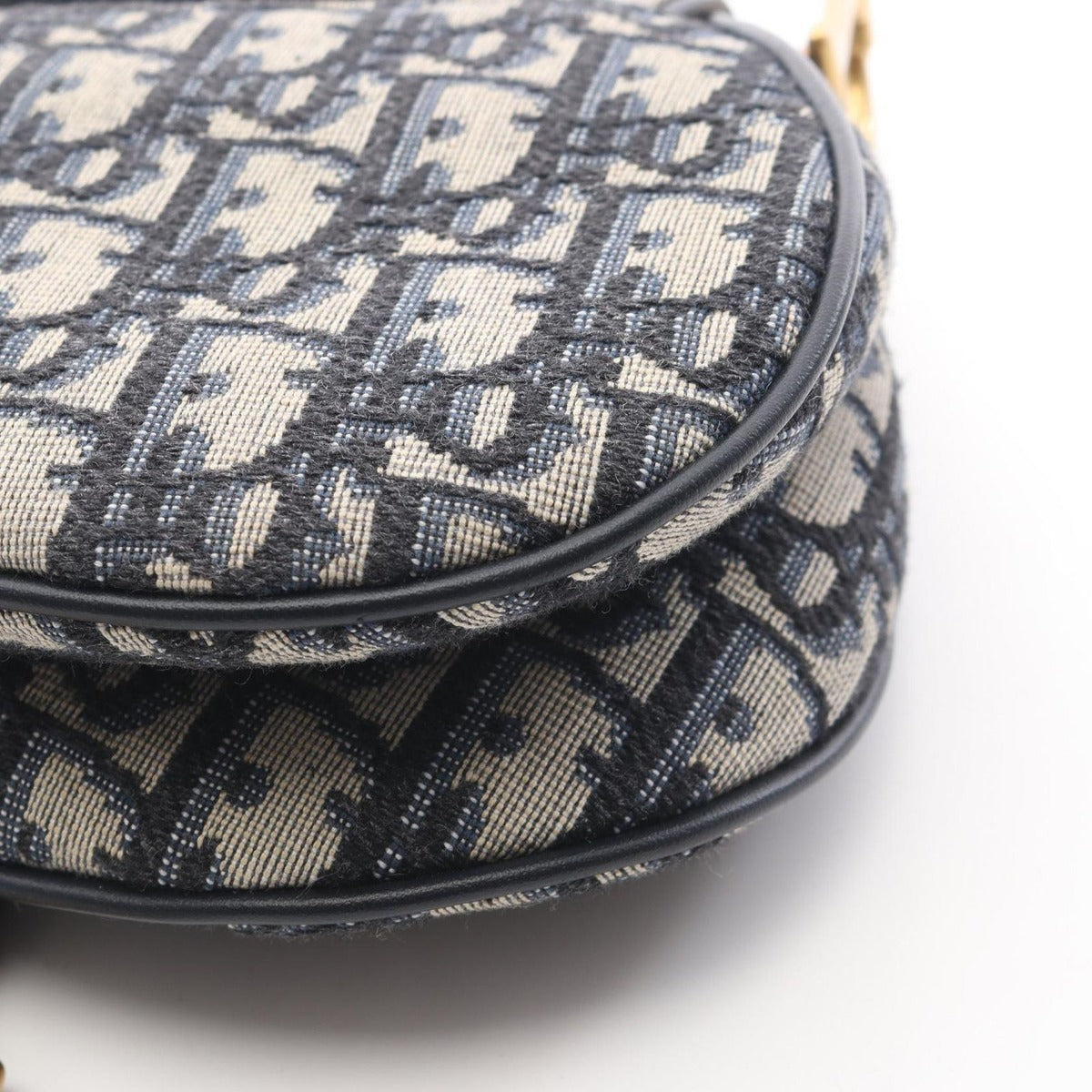 Dior Handbag Saddle Oblique Navy Canvas Leather Bag Mini