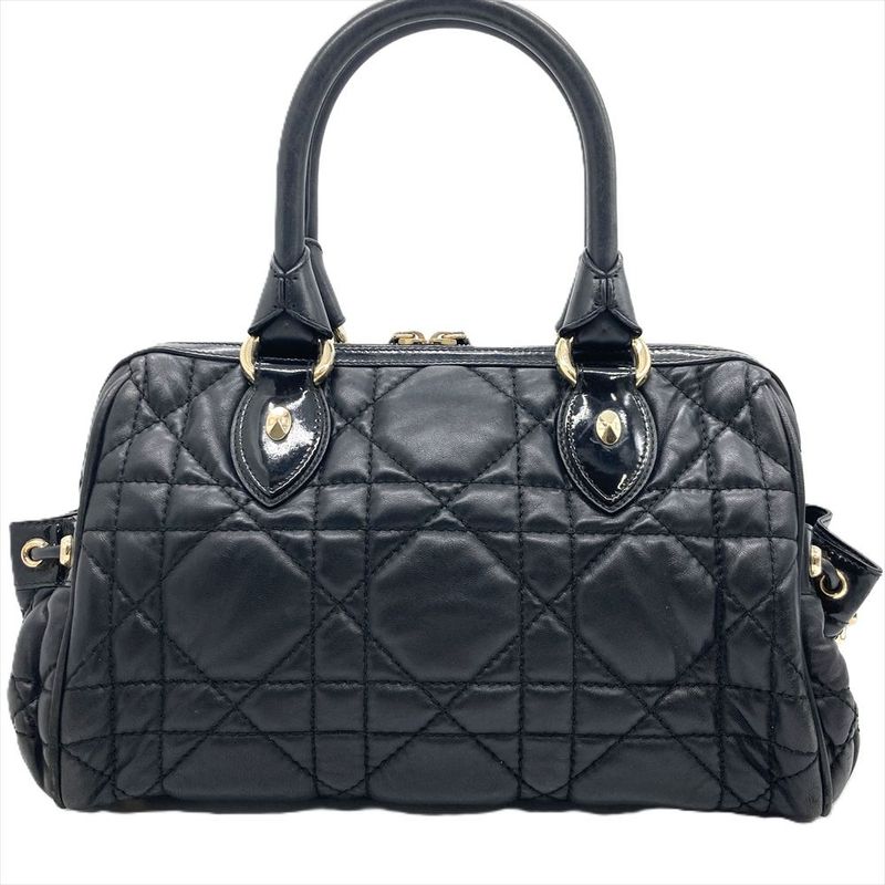 Dior Handbag Leather Black Gold Hardware Cannage