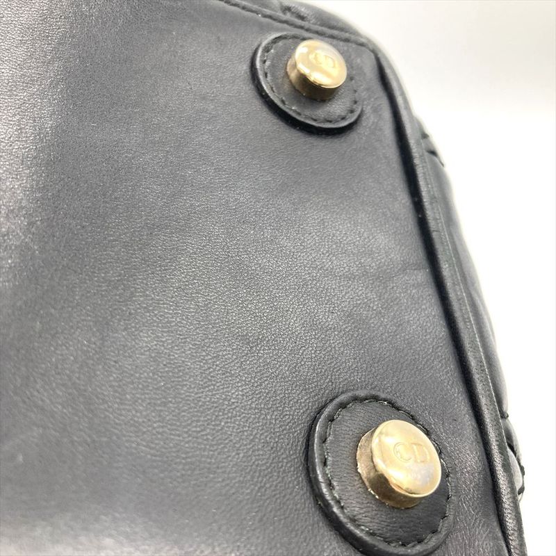 Dior Handbag Leather Black Gold Hardware Cannage