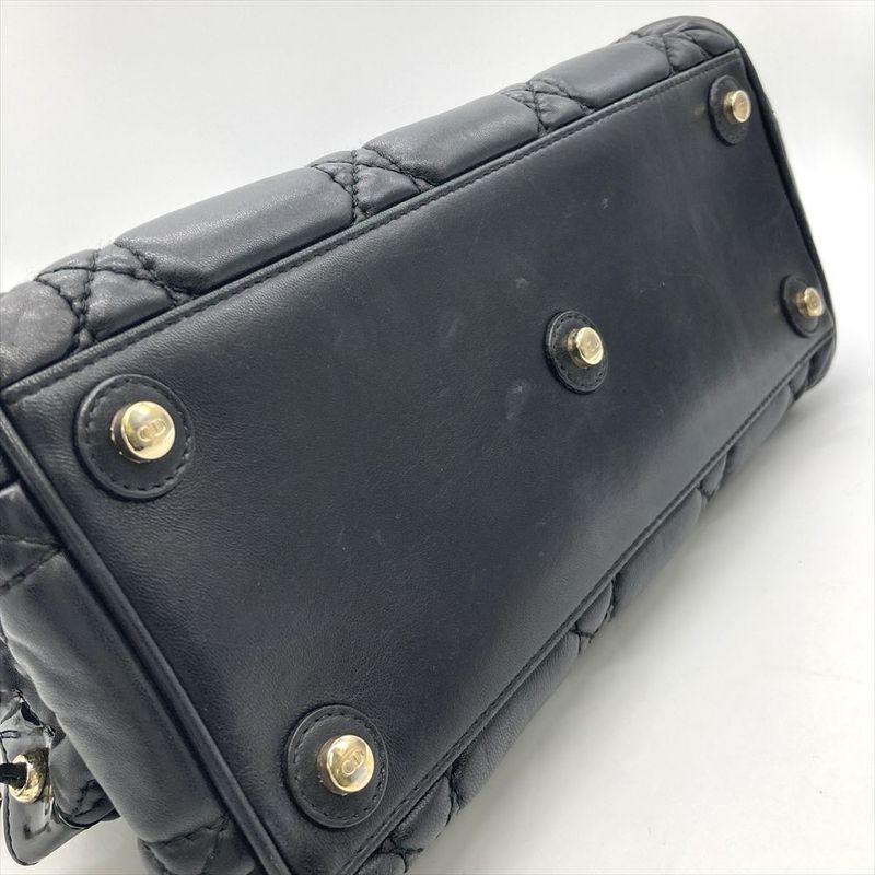 Dior Handbag Leather Black Gold Hardware Cannage