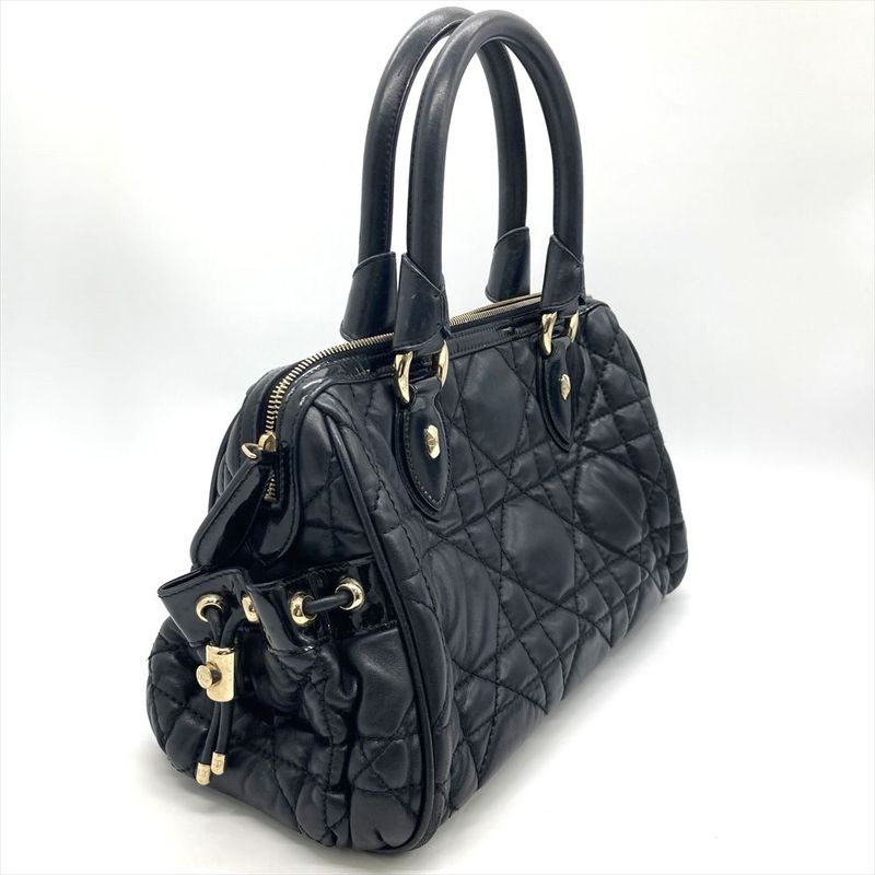 Dior Handbag Leather Black Gold Hardware Cannage