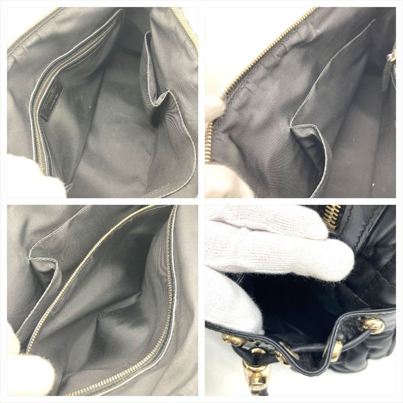Dior Handbag Leather Black Gold Hardware Cannage