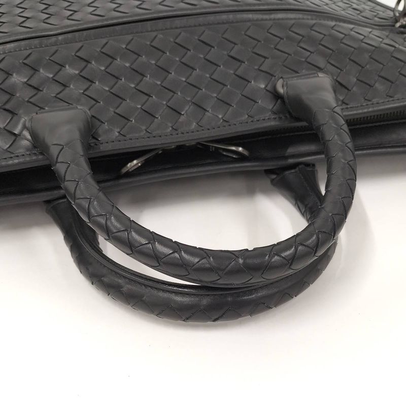 Bottega Veneta 2-Way Shoulder Bag Business Intrecciato Leather Black