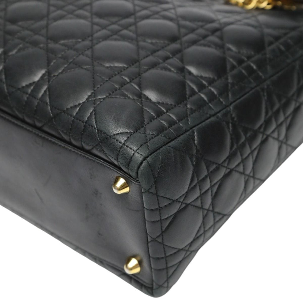 Dior Christian 2-Way Shoulder Bag Cannage Black