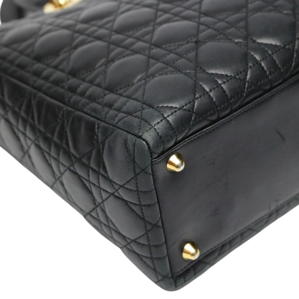 Dior Christian 2-Way Shoulder Bag Cannage Black