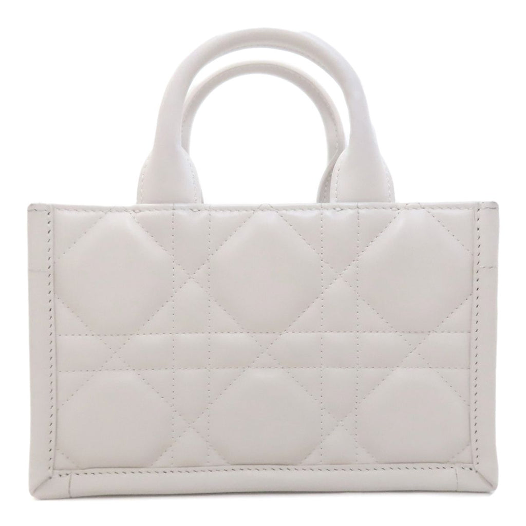 Dior Book Tote Mini Macro Cannage 2-Way Handbag White Gray