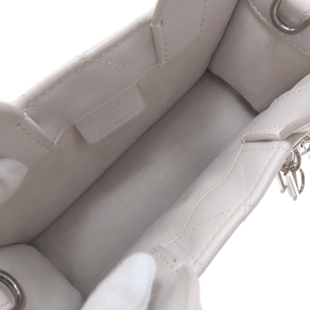 Dior Book Tote Mini Macro Cannage 2-Way Handbag White Gray