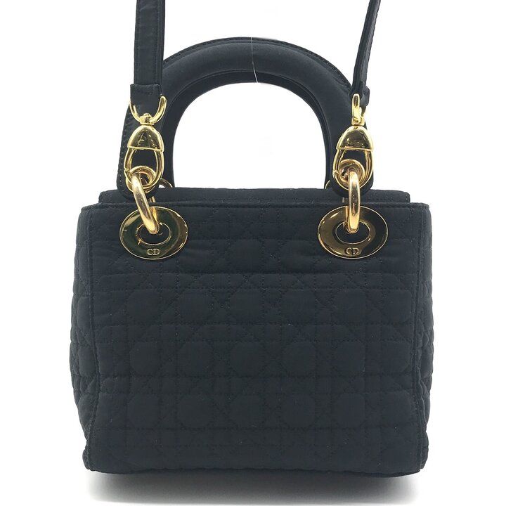Dior Cannage Nylon Canvas Hand Bag Black