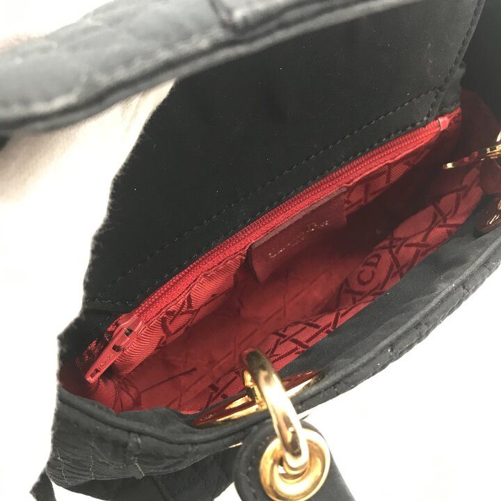 Dior Cannage Nylon Canvas Hand Bag Black