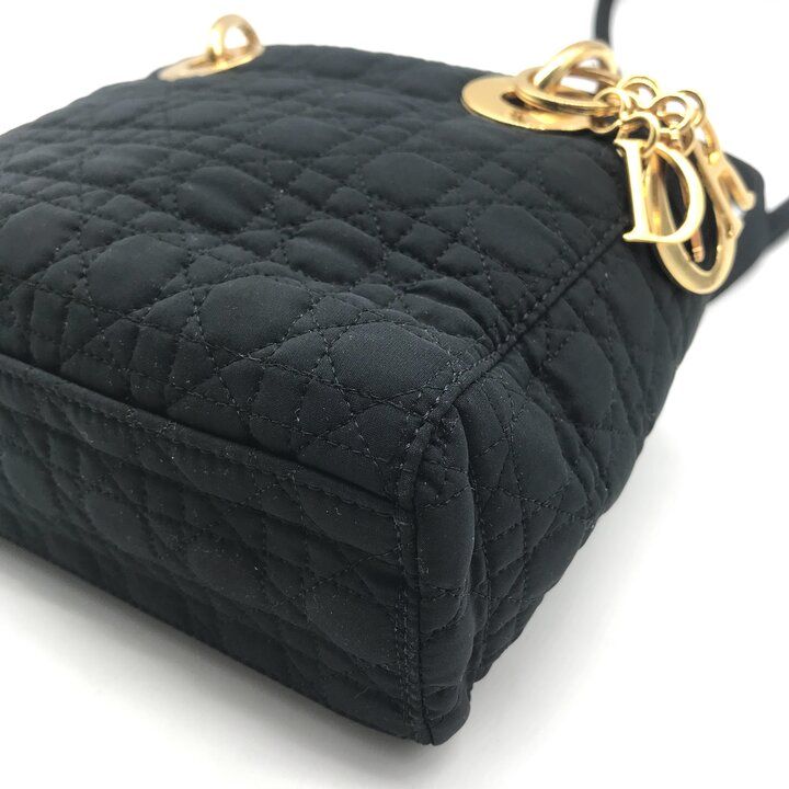 Dior Cannage Nylon Canvas Hand Bag Black