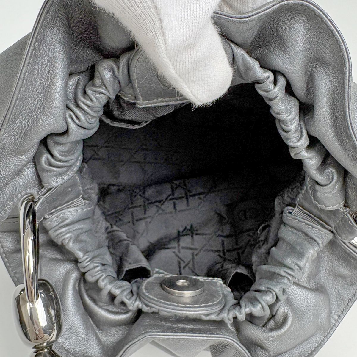 Dior Maris Pearl Handbag Leather Gray