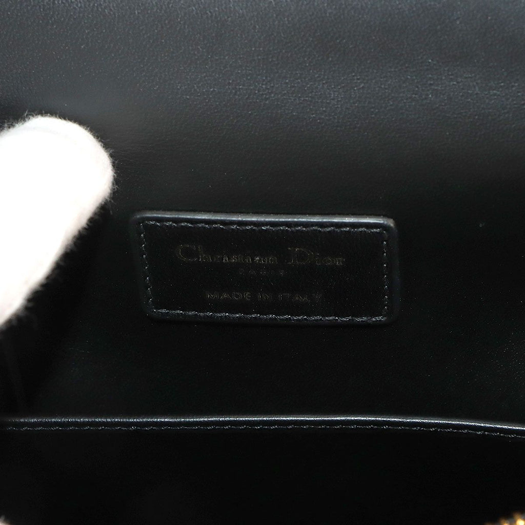Dior Saint Honore Macro Cannage 2-Way Hand Bag Leather Black
