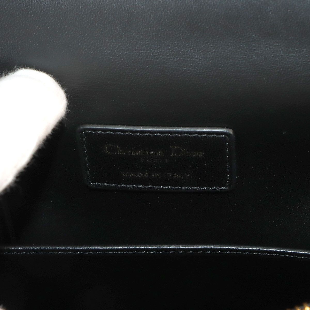 Dior Saint Honore Macro Cannage 2-Way Hand Bag Leather Black