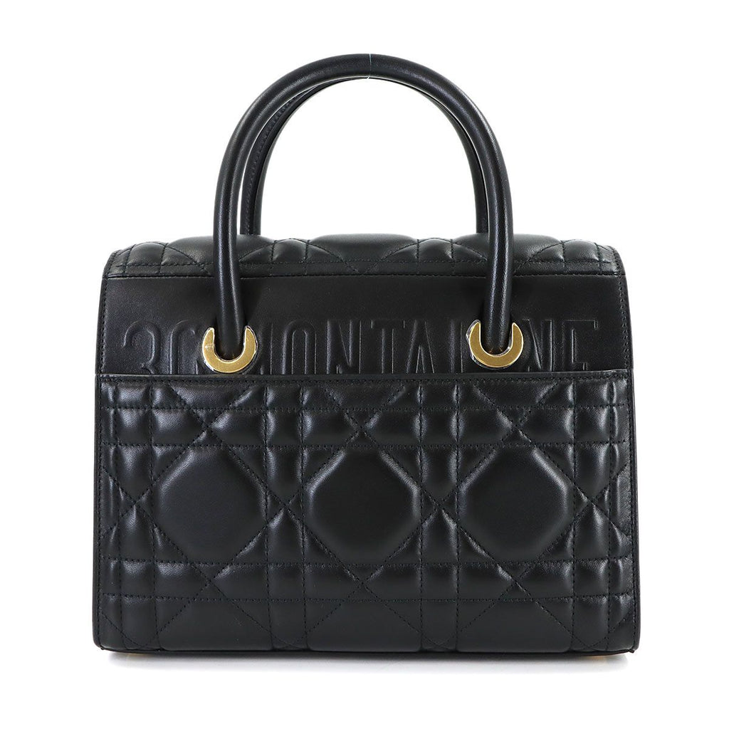 Dior Saint Honore Macro Cannage 2-Way Hand Bag Leather Black