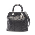 Dior Handbag Granville Cannage 2-Way Black Leather
