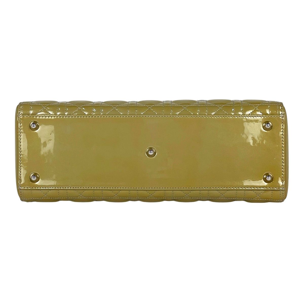 Dior Lady 2-Way Enamel Cannage Handbag Patent Leather Yellow