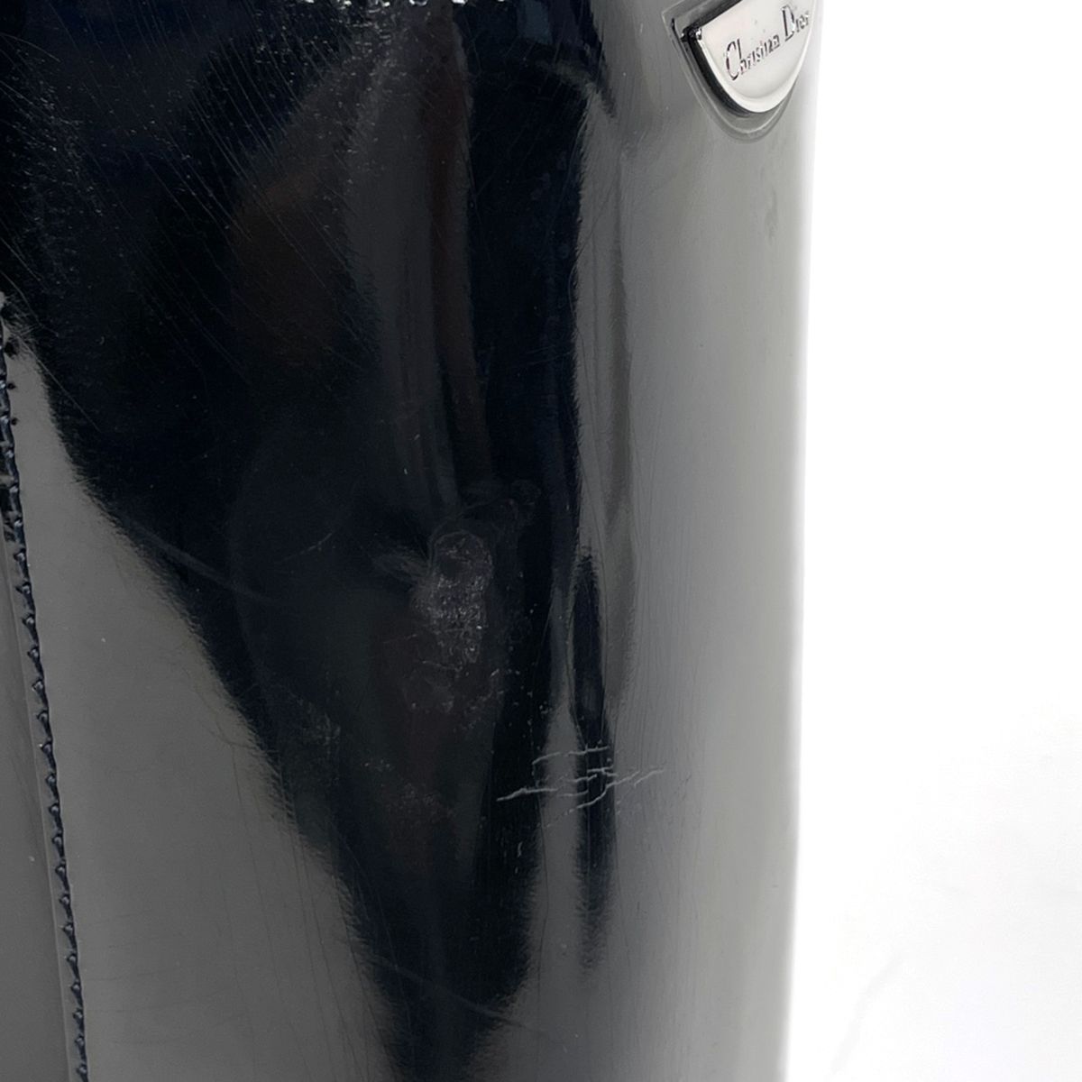 Dior Maris Pearl Handbag 2-Way Enamel Patent Leather Black