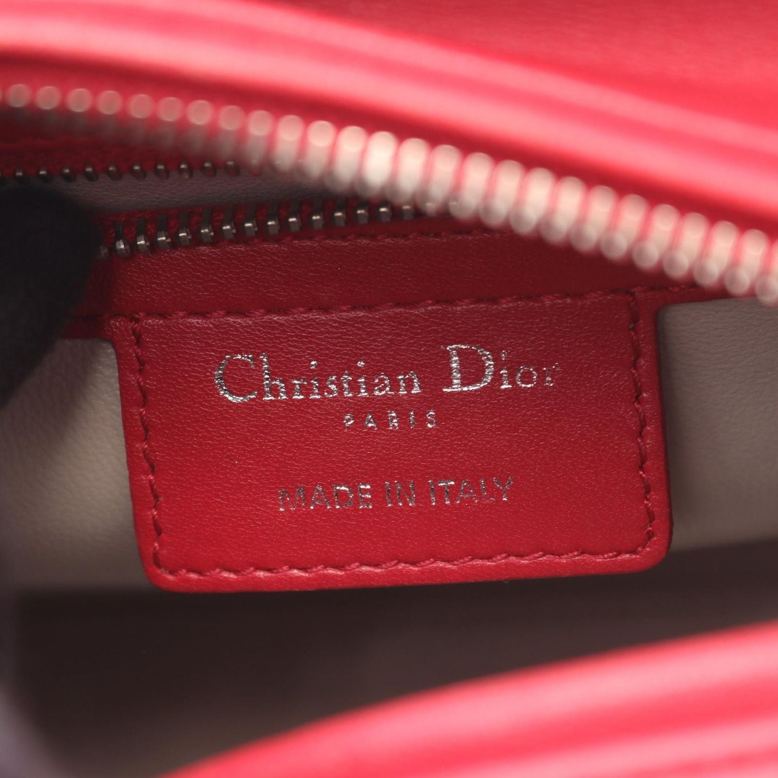Dior Handbag Lady Dior Cannage 2-Way Magenta Light Gray Leather