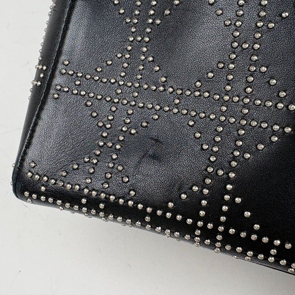Dior Lady Studs Cannage Handbag Leather Black