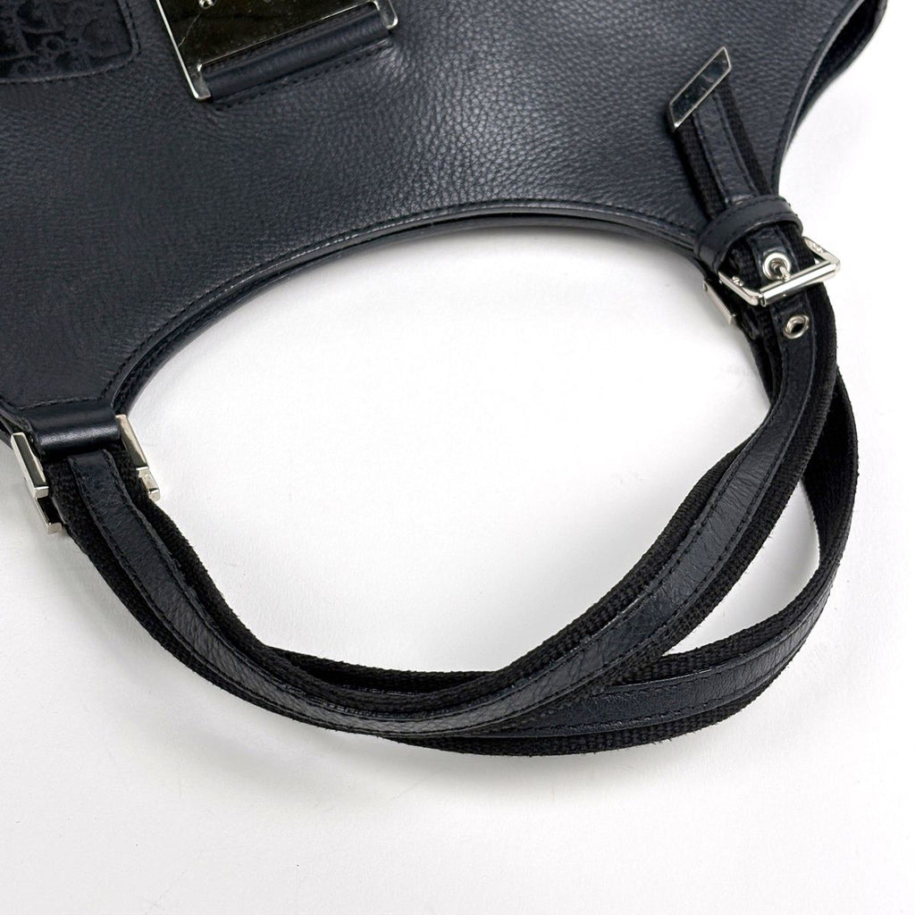 Dior Street Chic Handbag Logo Trotter Pattern Canvas Black