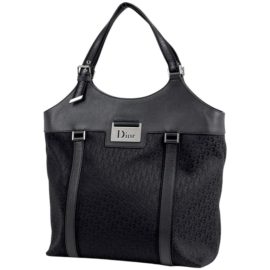 Dior Street Chic Handbag Logo Trotter Pattern Canvas Black