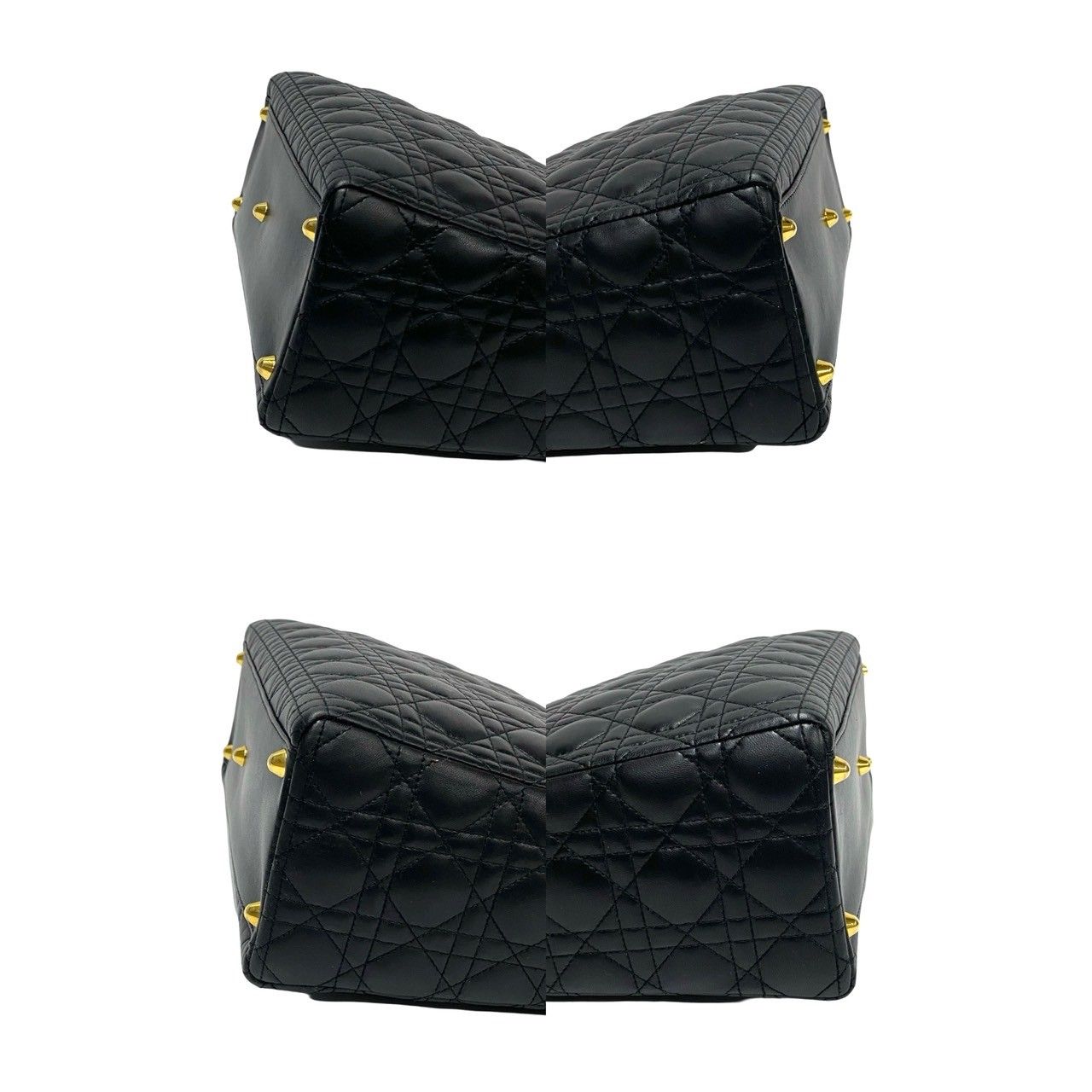 Dior Lady Cannage Stitch Leather Handbag Mini Tote Black