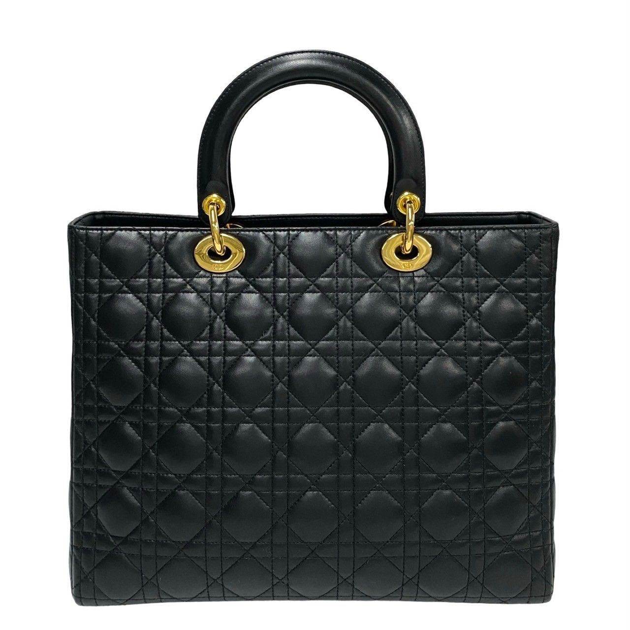Dior Lady Cannage Stitch Leather Handbag Mini Tote Black