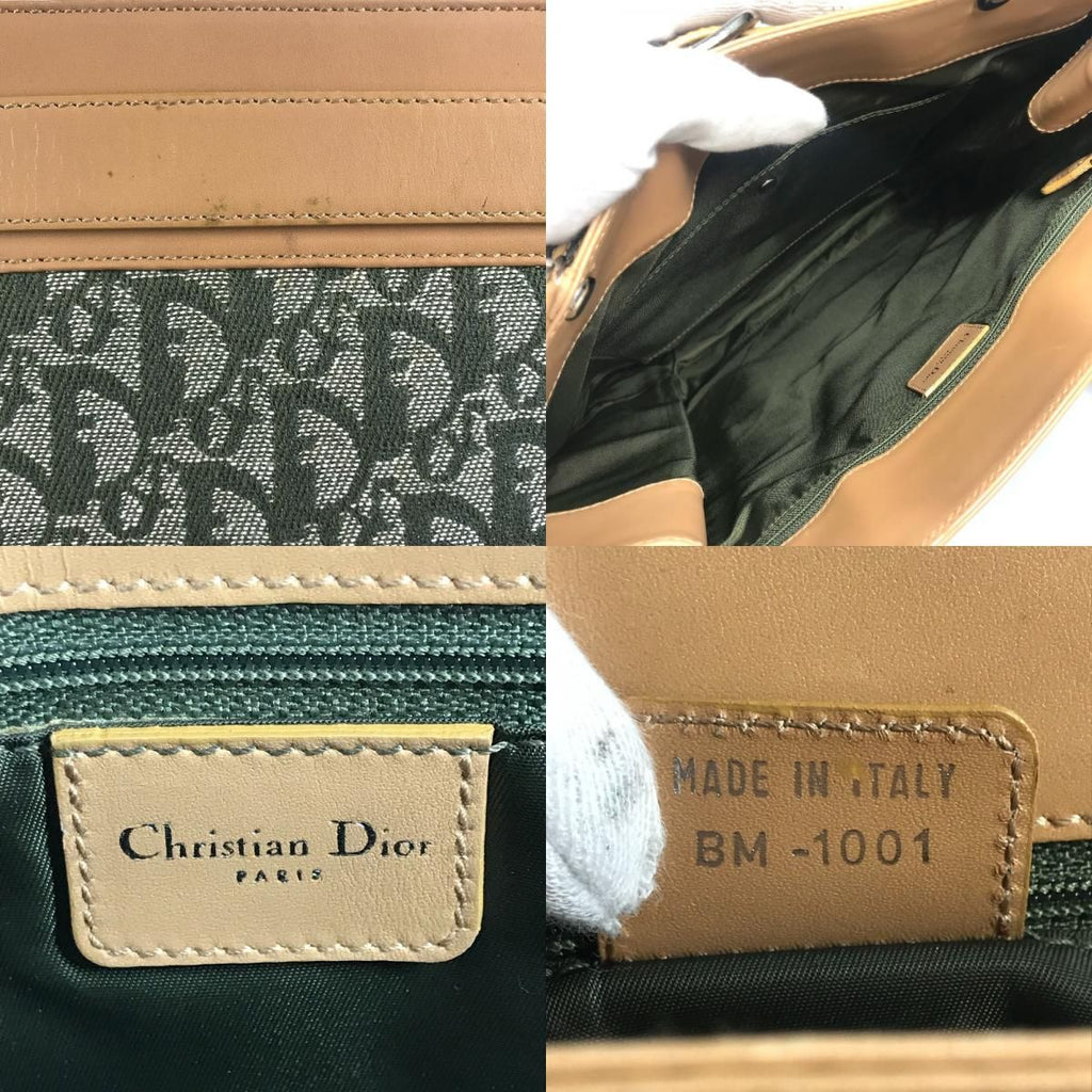 Dior Tote Trotter Logo Leather Canvas Khaki