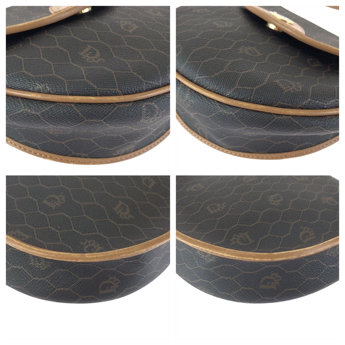 Dior Vintage Honeycomb Pattern Brown Beige Shoulder Bag Pochette
