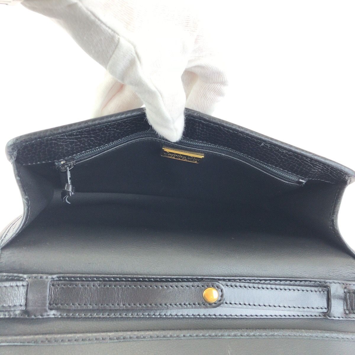 Dior Vintage Black Leather Shoulder Bag Pochette