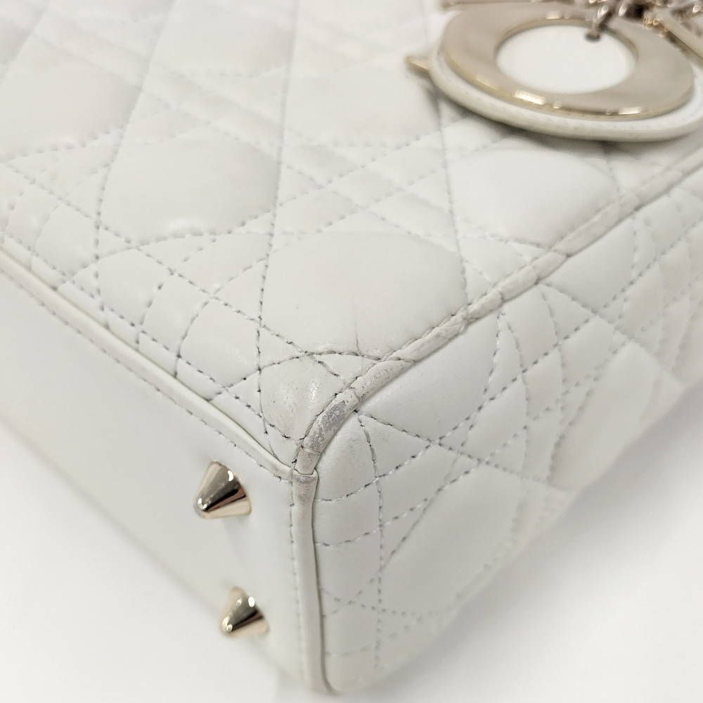 Dior Lady Dior Cannage White Champagne Gold Handbag