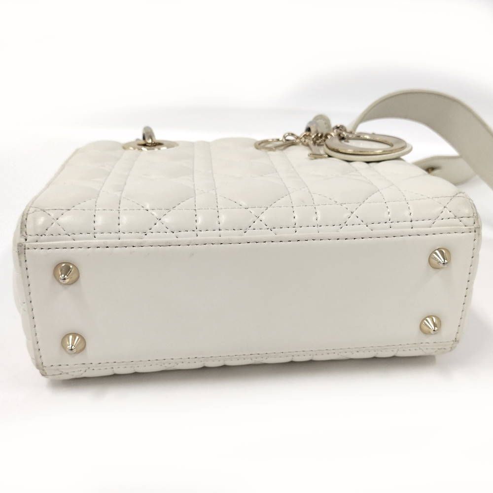 Dior Lady Dior Cannage White Champagne Gold Handbag