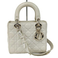 Dior Lady Dior Cannage White Champagne Gold Handbag