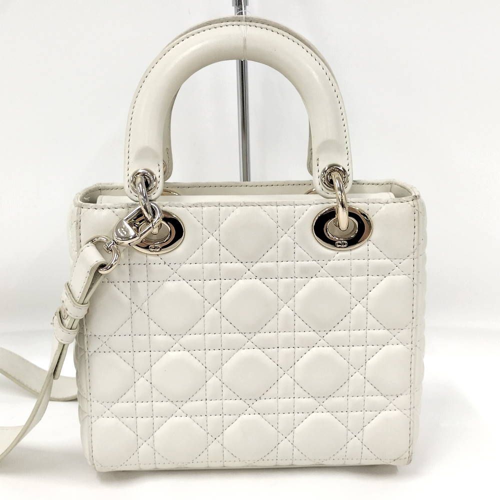 Dior Lady Dior Cannage White Champagne Gold Handbag