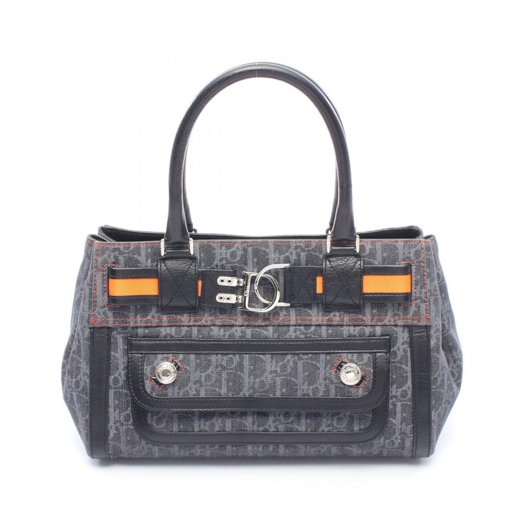 Dior Dio Handbag Tobta Navy Black Orange Denim Leather