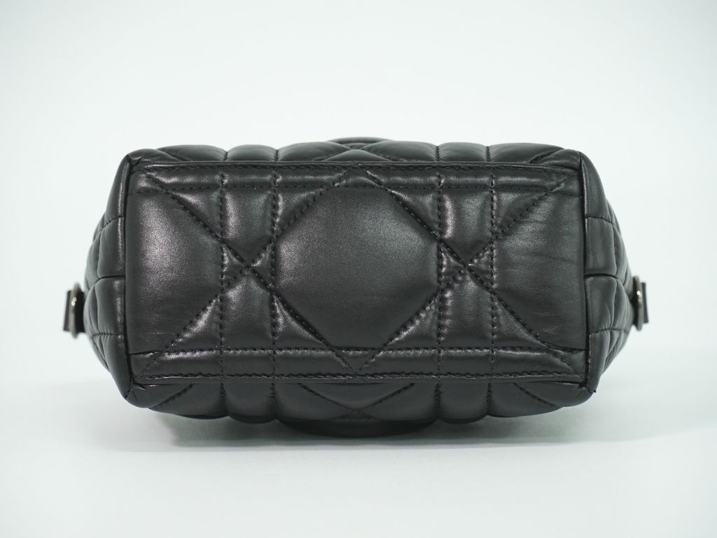 Dior Travel Nomad Pouch Cannage Handbag Leather Black