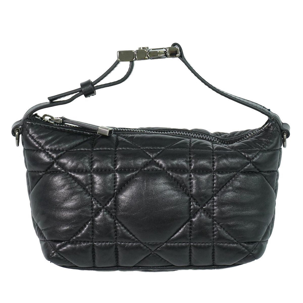 Dior Travel Nomad Pouch Cannage Handbag Leather Black