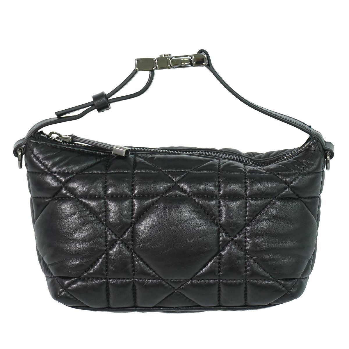 Dior Travel Nomad Pouch Cannage Handbag Leather Black