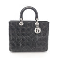 Dior Dio Handbag Ladydio Cannage Black Leather 2-Way Tote