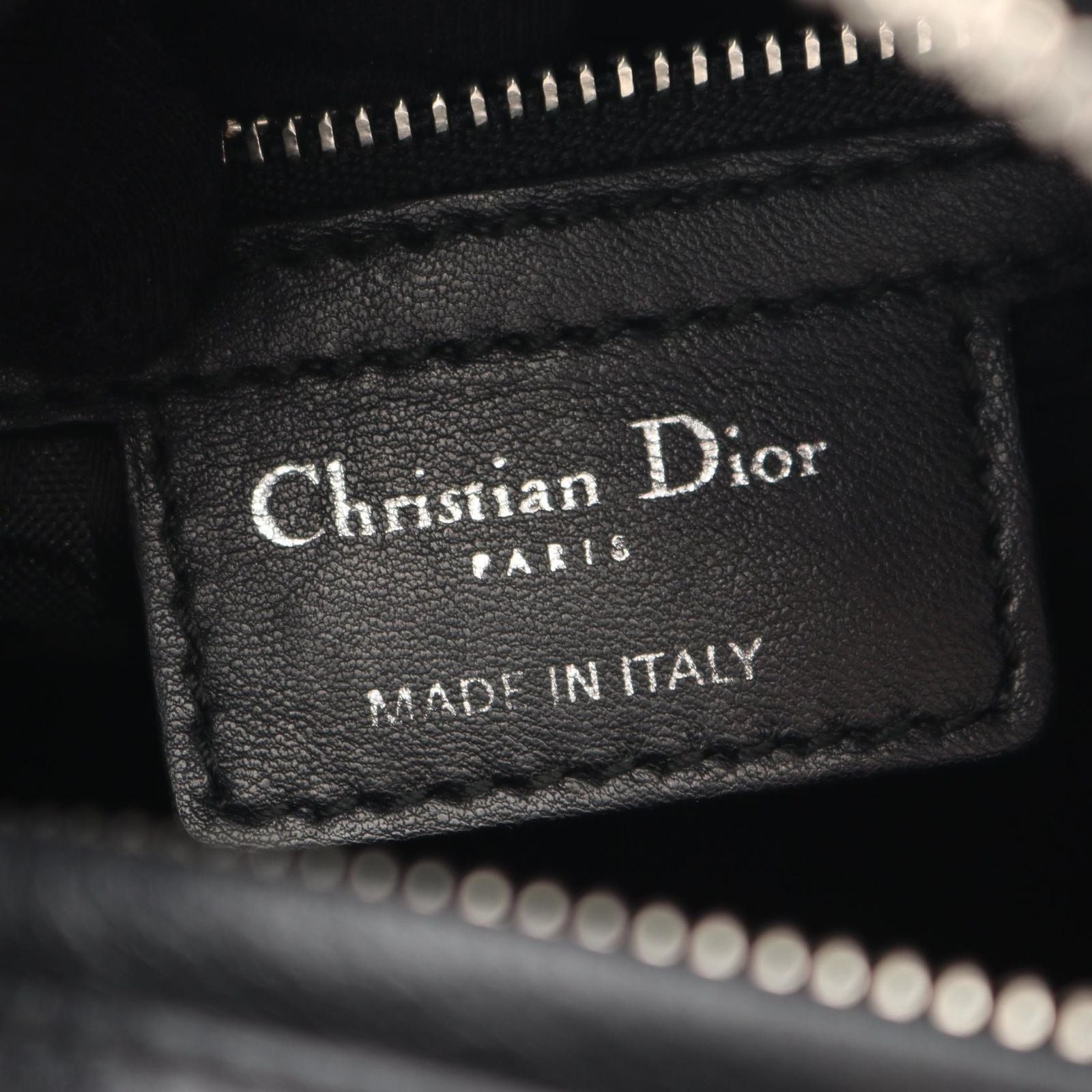 Dior Dio Handbag Ladydio Cannage Black Leather 2-Way Tote
