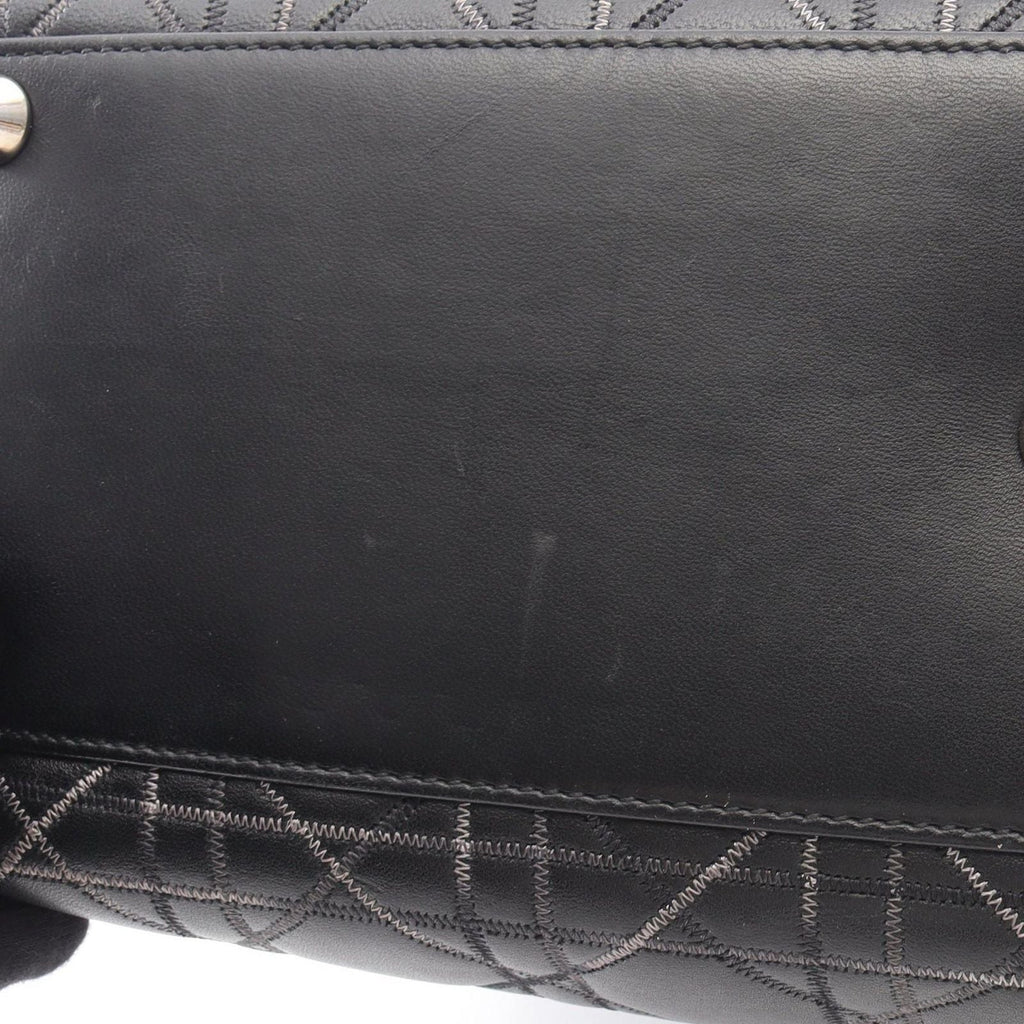 Dior Dio Handbag Ladydio Cannage Black Leather 2-Way Tote